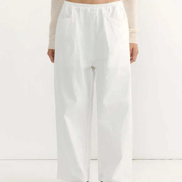 Deiji Studios Square Pocket Pant in White - Picture 2 of 5
